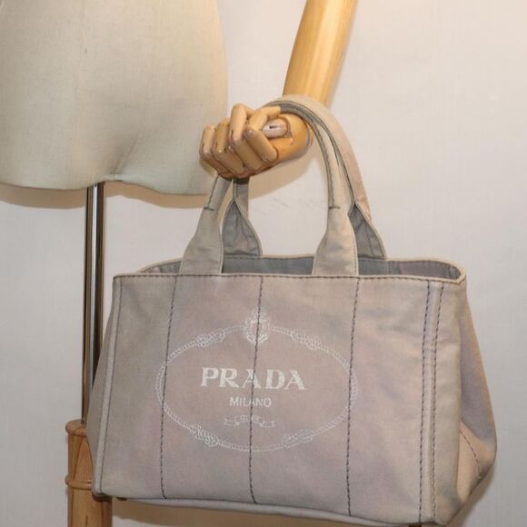 Prada Canapa Grey Canvas Handbag (Pre-Owned) - Picture 7 of 16